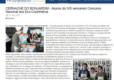Alunos do IVS venceram Concurso Nacional dos Eco-Cozinheiros, in Rádio Condestável