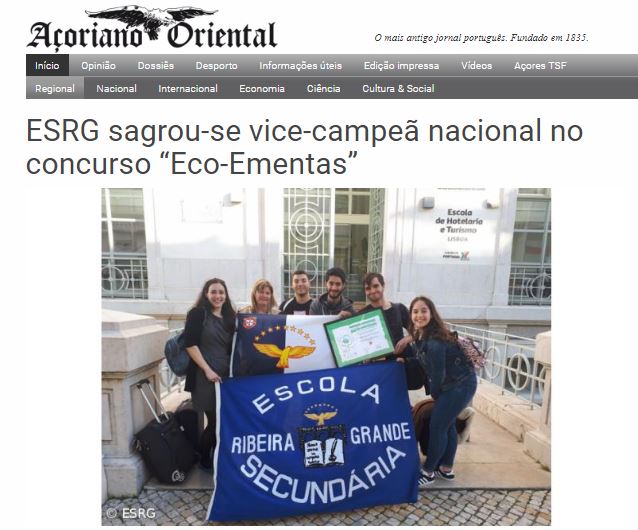 ESRG sagrou-se vice-campeã nacional no concurso “Eco-Ementas”, in Açoriano Oriental
