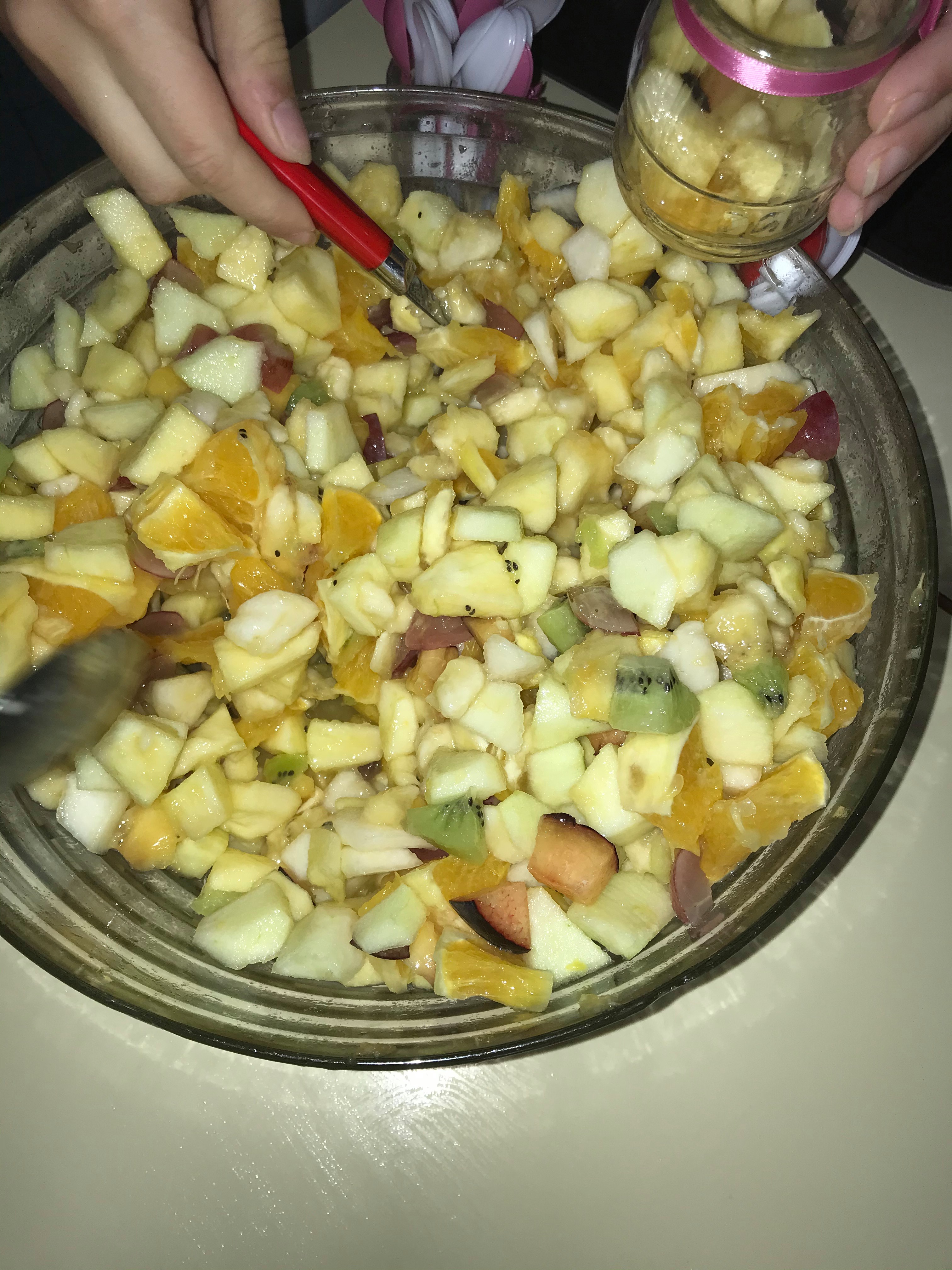 Elaboração da salada de fruta