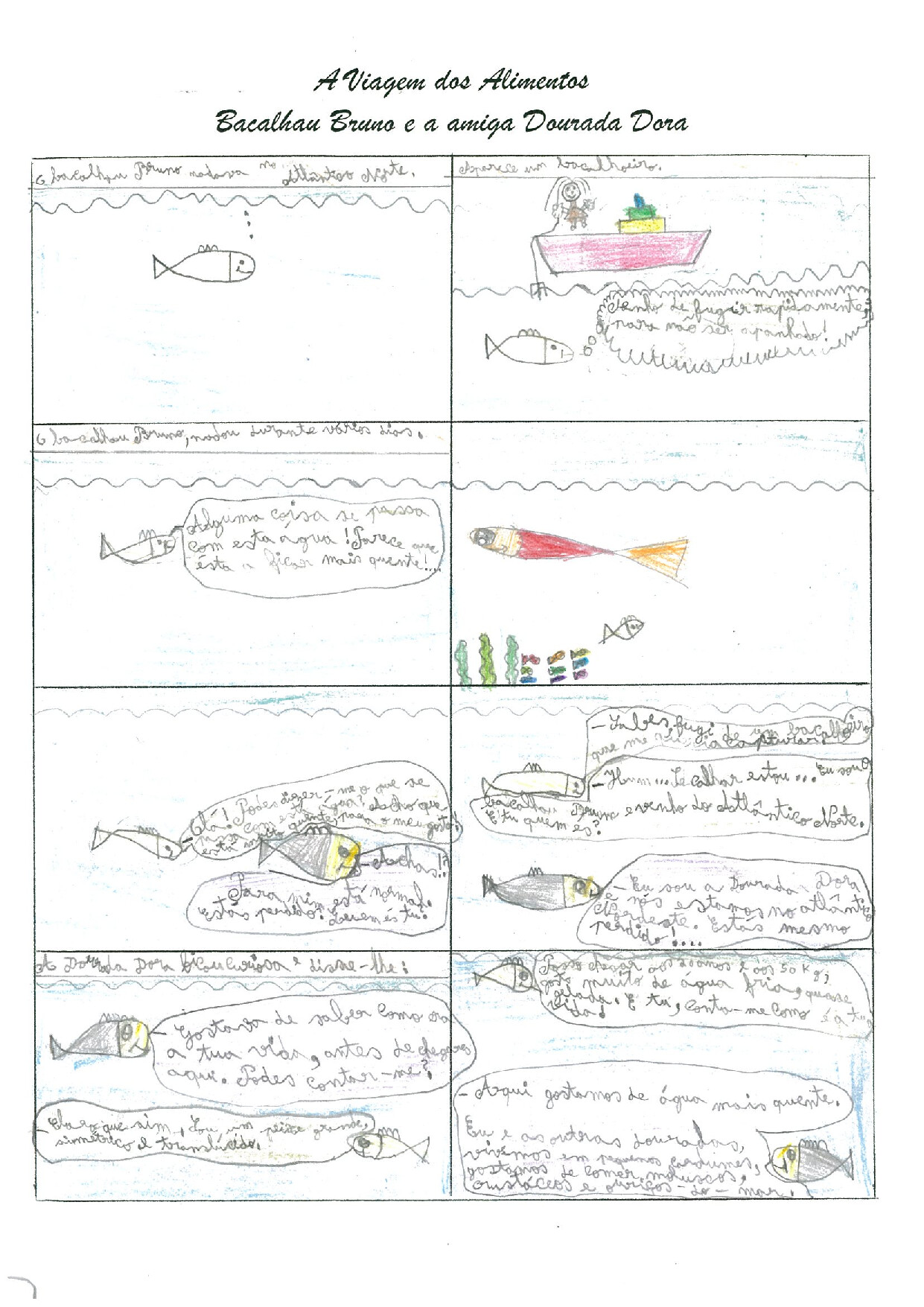 Banda Desenhada da história realizada pelos alunos da turma AR2 do Centro Escolar de Areias