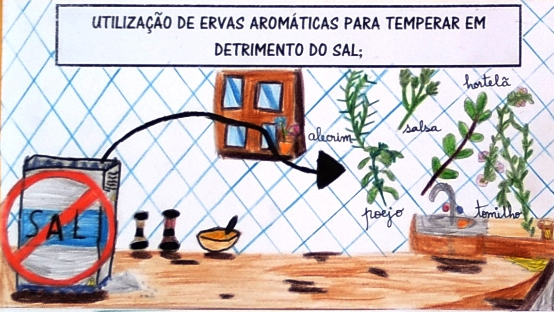 6.  Utilização de ervas aromáticas para temperar em detrimento do sal;