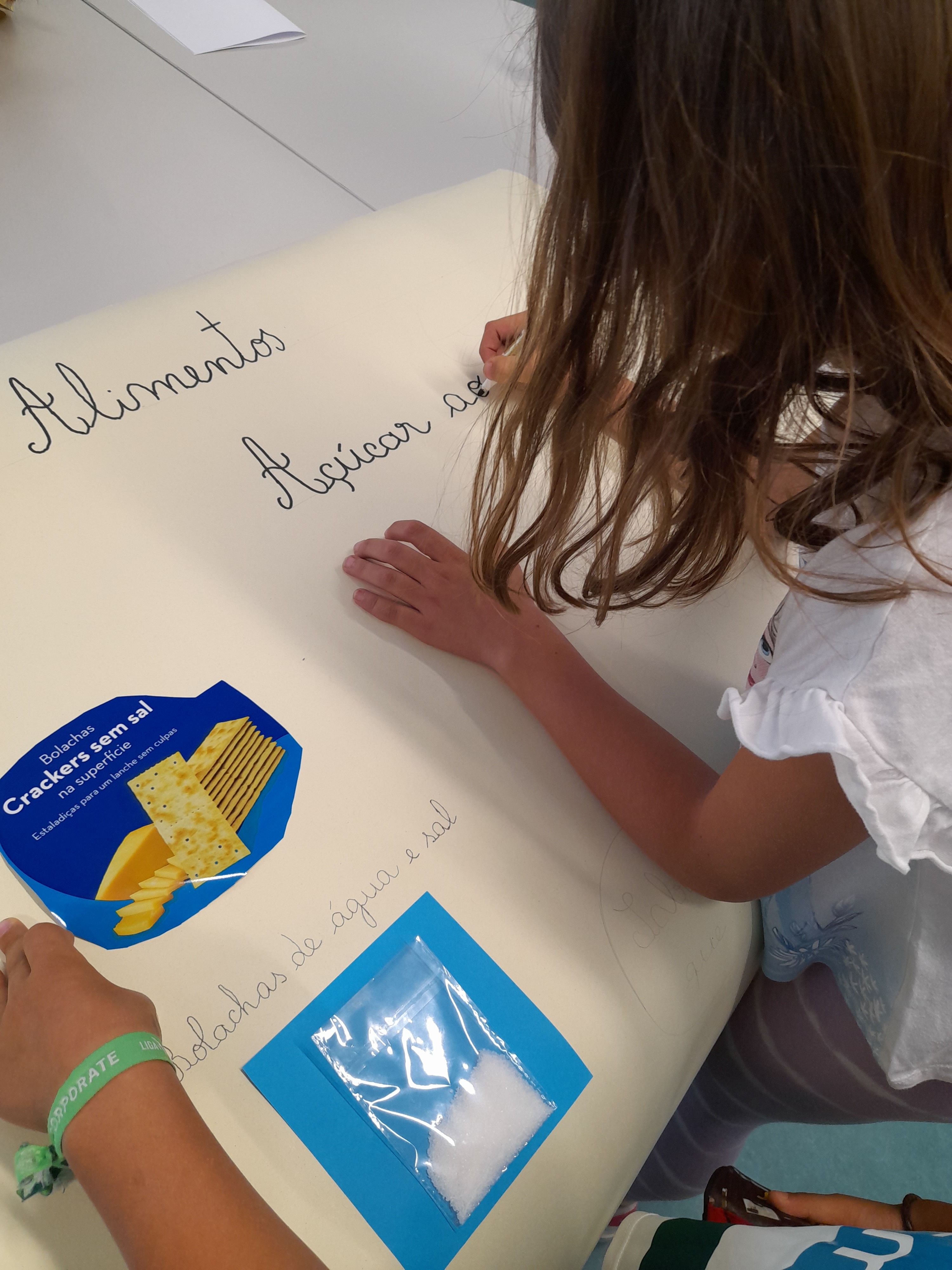 Os alunos escreveram o título do painel em letras manuscritas de grandes dimensões e com marcador grosso, de modo a destacar.